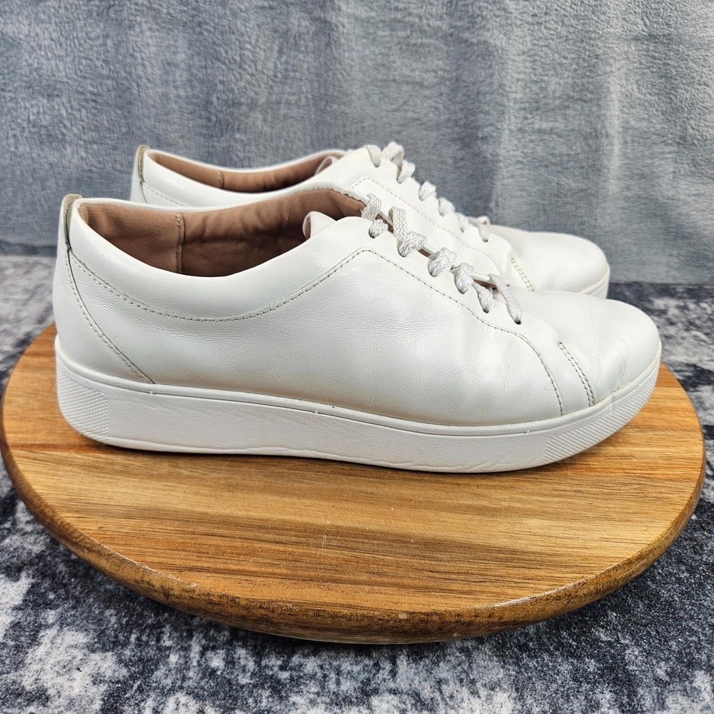 FitFlop Rally Shoes Womens Size 8 White Leather Lace Up Comfort Walking Sneakers